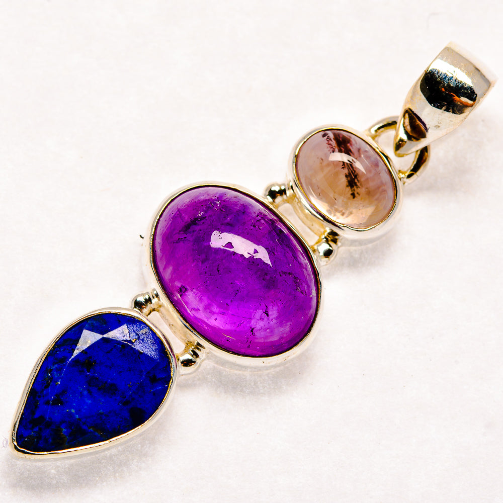 Amethyst, Lapis Lazuli Pendants handcrafted by Ana Silver Co - PD21842