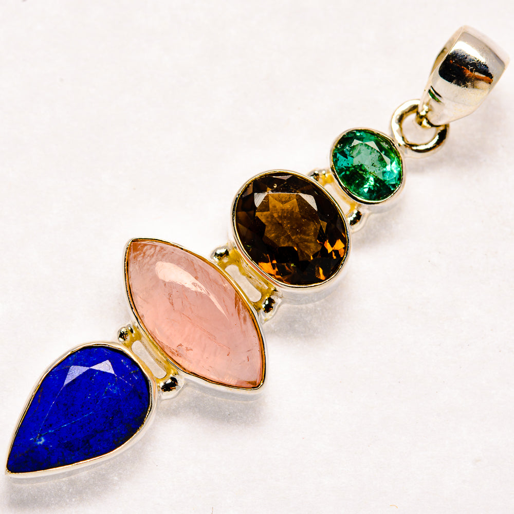 Rose Quartz, Lapis Lazuli, Smoky Quartz, Blue Topaz Pendants handcrafted by Ana Silver Co - PD21848