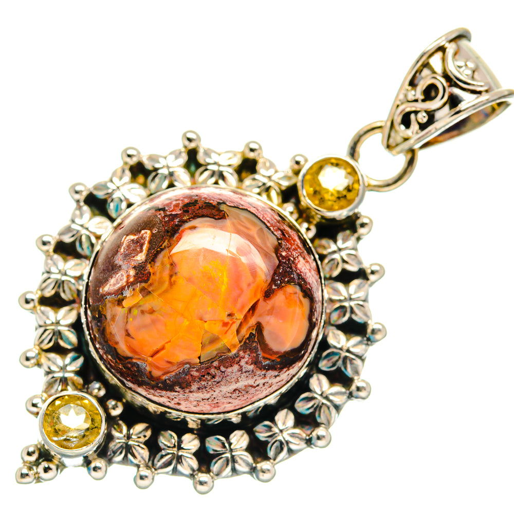 Mexican Fire Opal Pendants handcrafted by Ana Silver Co - PD21947