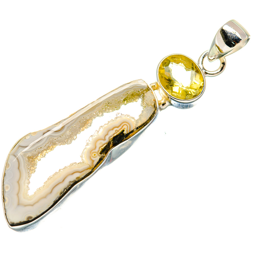 White Geode Slice Pendants handcrafted by Ana Silver Co - PD21954