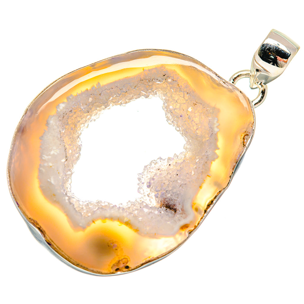 White Geode Slice Pendants handcrafted by Ana Silver Co - PD21957 - Photo 2
