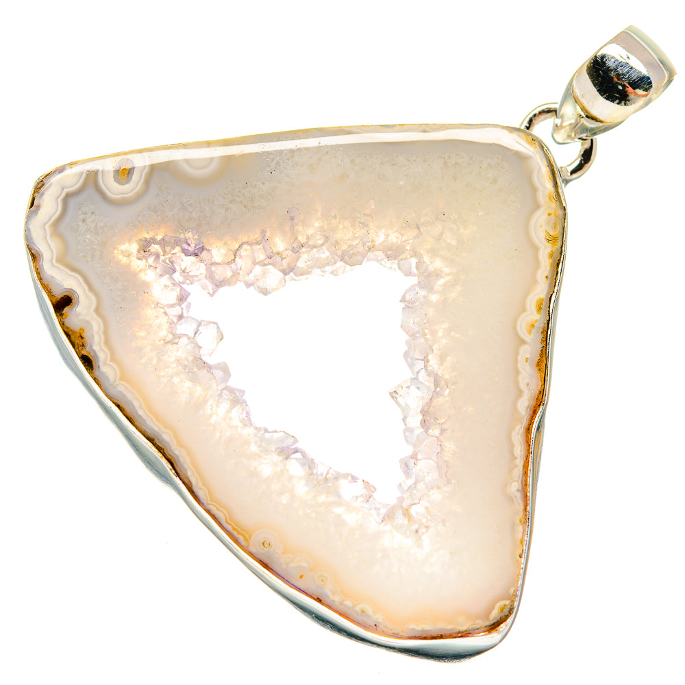 White Geode Slice Pendants handcrafted by Ana Silver Co - PD22203 - Photo 2