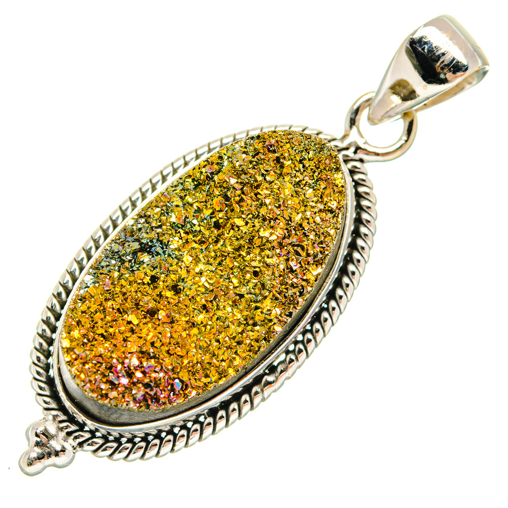 Spectro Pyrite Druzy Pendants handcrafted by Ana Silver Co - PD22226