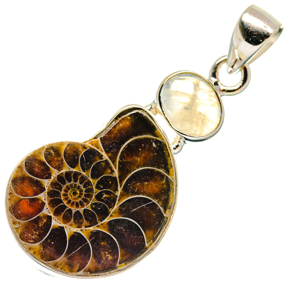 Ammonite Fossil Pendants handcrafted by Ana Silver Co - PD22270 - Photo 2