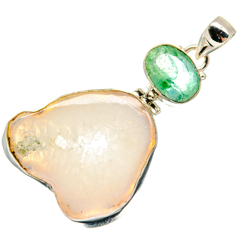 White Geode Slice Pendants handcrafted by Ana Silver Co - PD22388