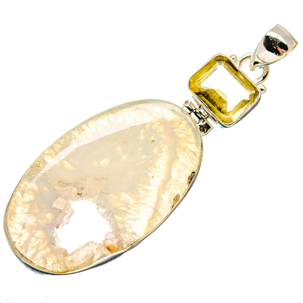White Geode Slice Pendants handcrafted by Ana Silver Co - PD22389 - Photo 2