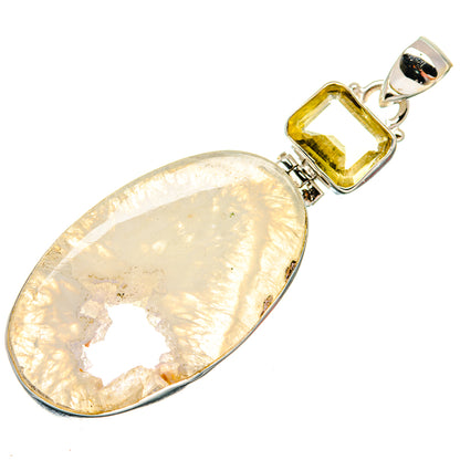 White Geode Slice Pendants handcrafted by Ana Silver Co - PD22389 - Photo 2