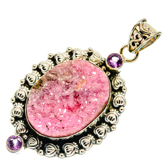 Cobalto Calcite Druzy Pendants handcrafted by Ana Silver Co - PD22442