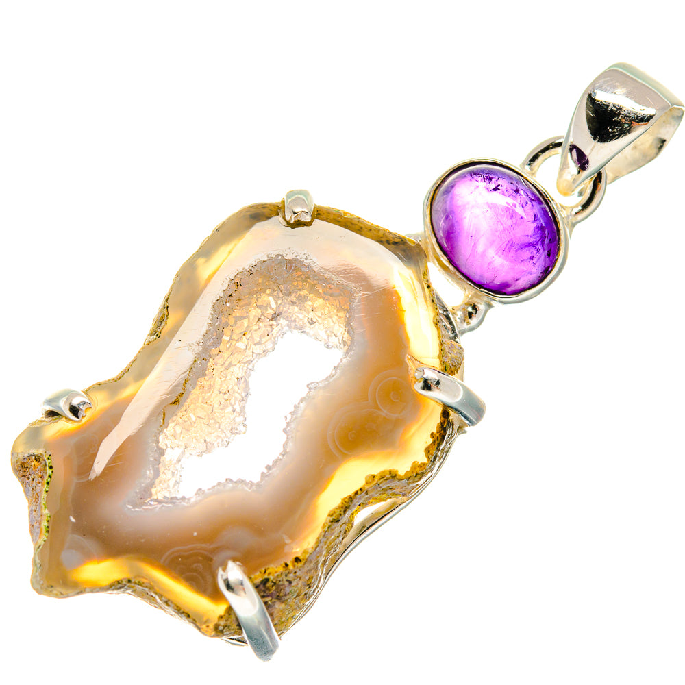 White Geode Slice Pendants handcrafted by Ana Silver Co - PD22450 - Photo 2