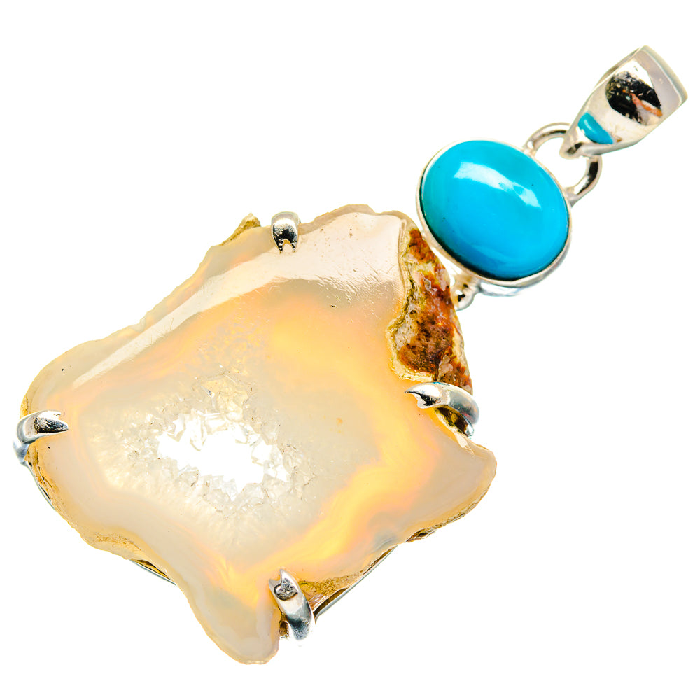 White Geode Slice Pendants handcrafted by Ana Silver Co - PD22455 - Photo 2