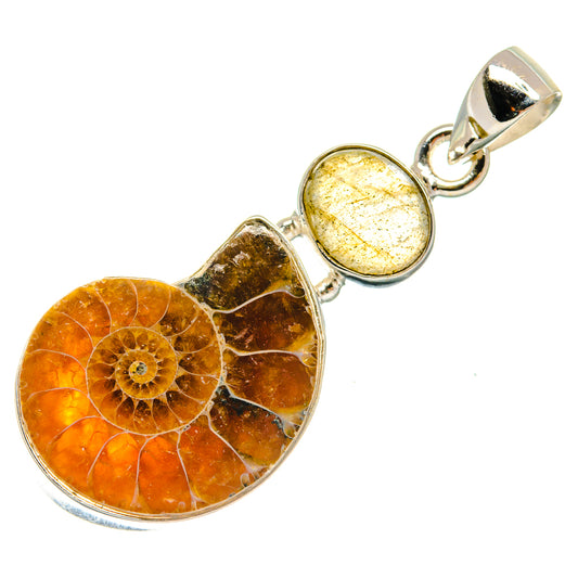 Ammonite Fossil Pendants handcrafted by Ana Silver Co - PD22475 - Photo 2
