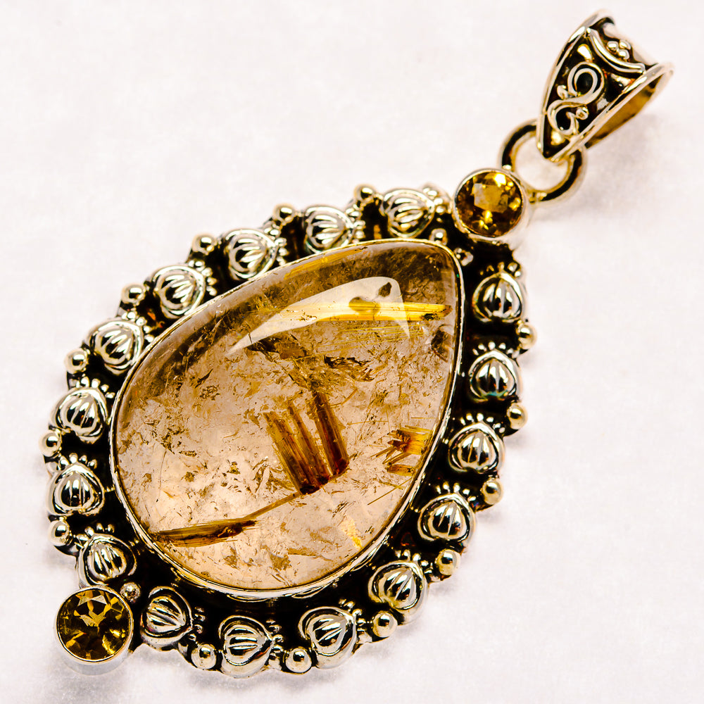 Rutilated Quartz Pendants handcrafted by Ana Silver Co - PD22494 - Photo 2
