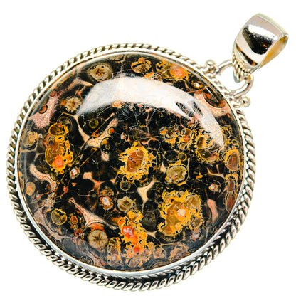 Oval sterling silver pendant with mottled poppy jasper pattern and top bail