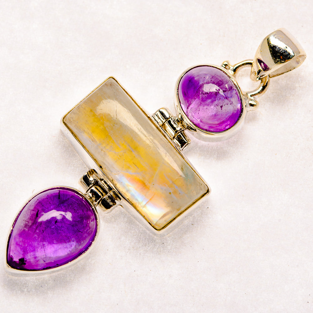 Rainbow Moonstone Pendants handcrafted by Ana Silver Co - PD22636 - Photo 2