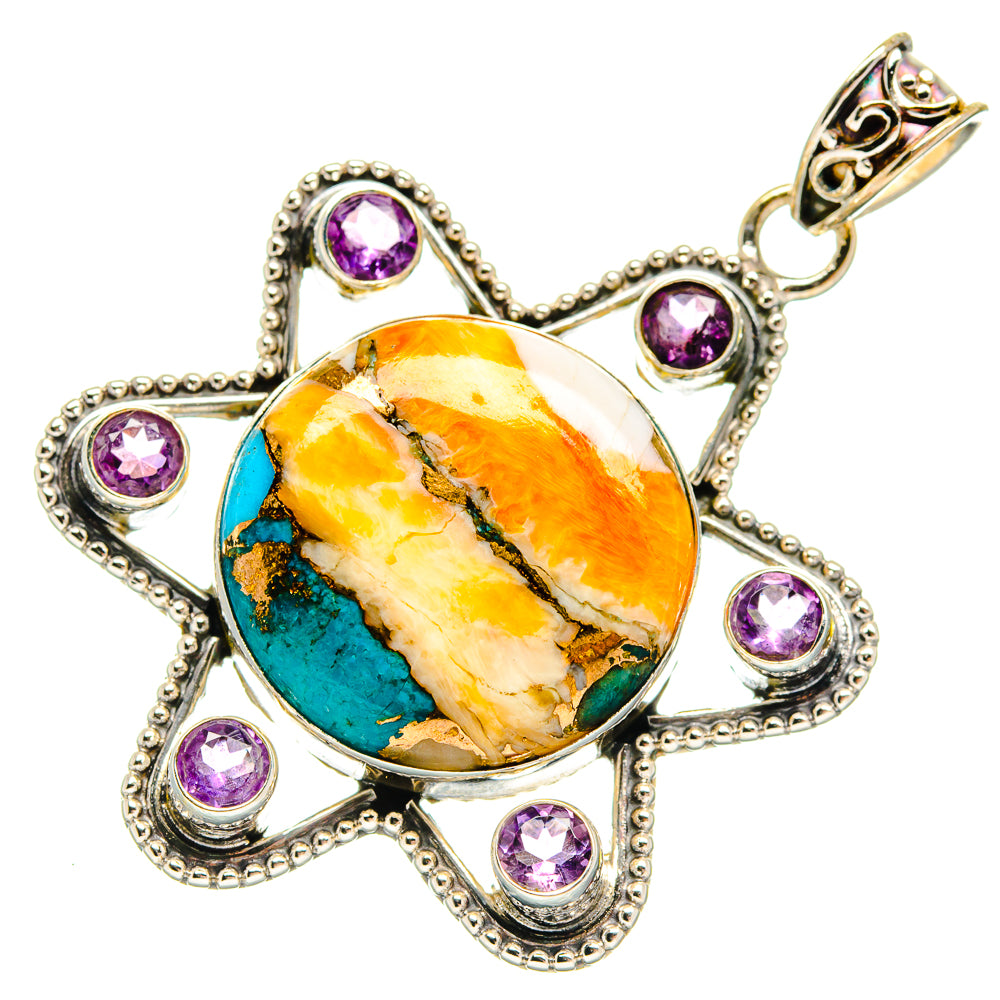 Spiny Oyster Turquoise Pendants handcrafted by Ana Silver Co - PD22757 - Photo 2
