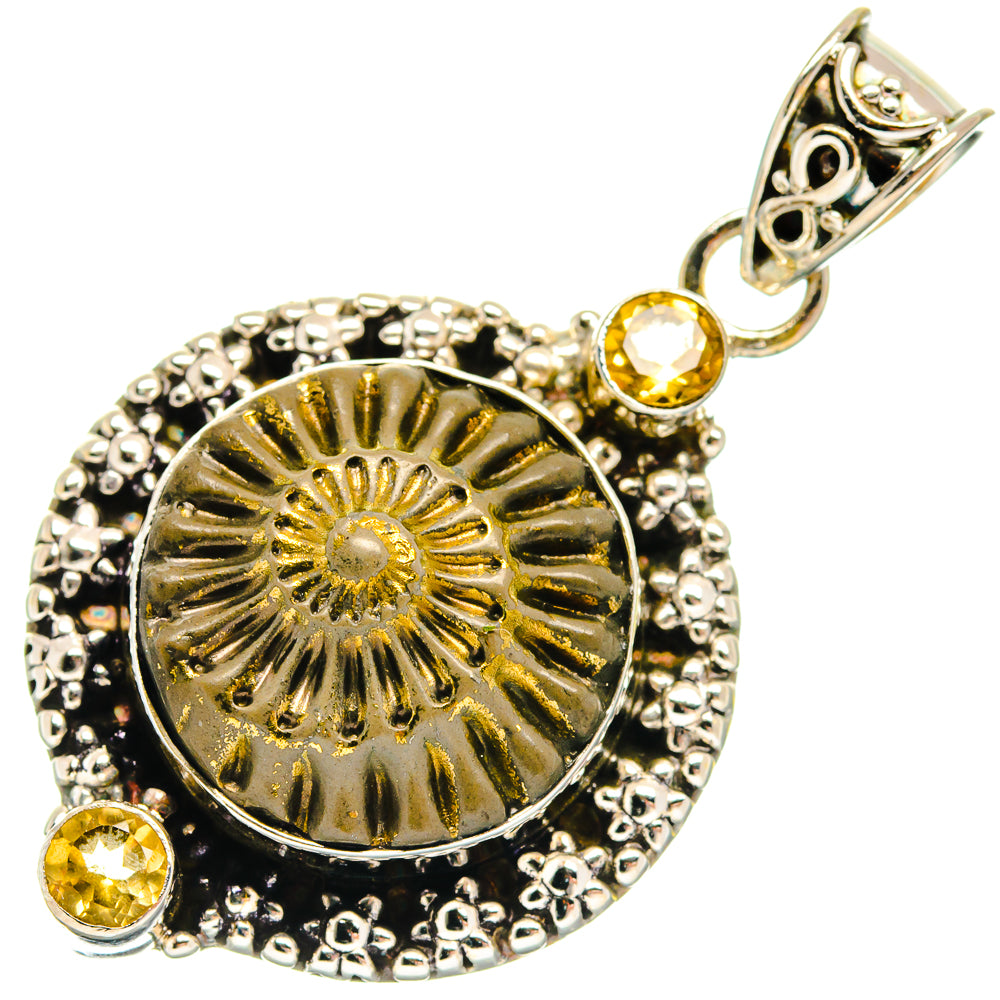 Pyrite Fossil Pendants handcrafted by Ana Silver Co - PD22782 - Photo 2