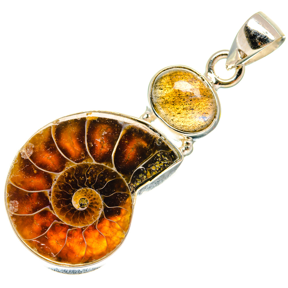 Ammonite Fossil Pendants handcrafted by Ana Silver Co - PD22788 - Photo 2