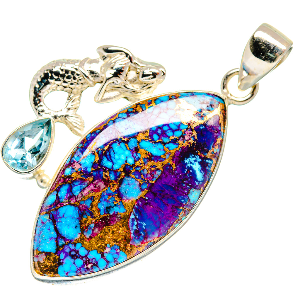 Spiny Oyster Turquoise Pendants handcrafted by Ana Silver Co - PD22831 - Photo 2