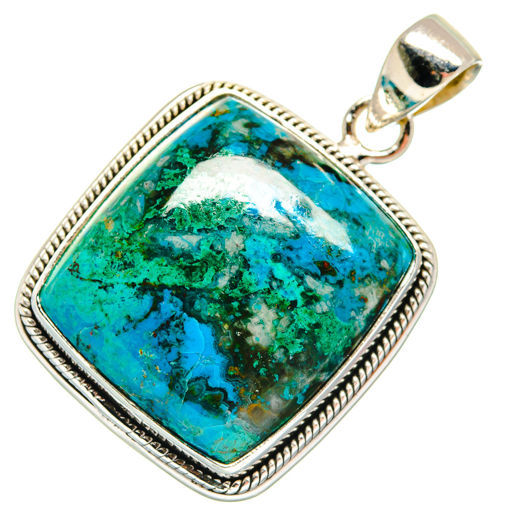 Chrysocolla In Malachite Pendants handcrafted by Ana Silver Co - PD22837 - Photo 2