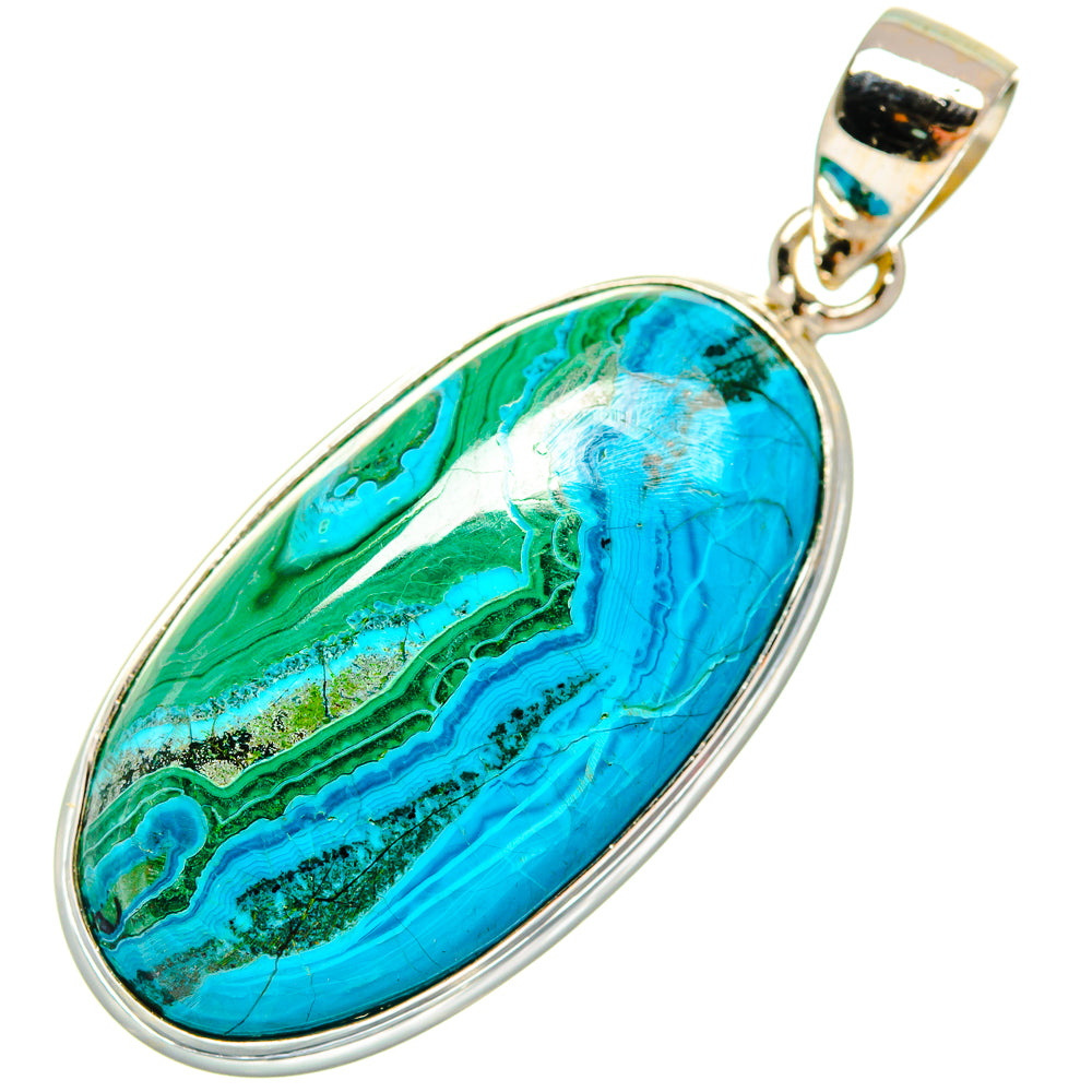 Chrysocolla In Malachite Pendants handcrafted by Ana Silver Co - PD22847 - Photo 2