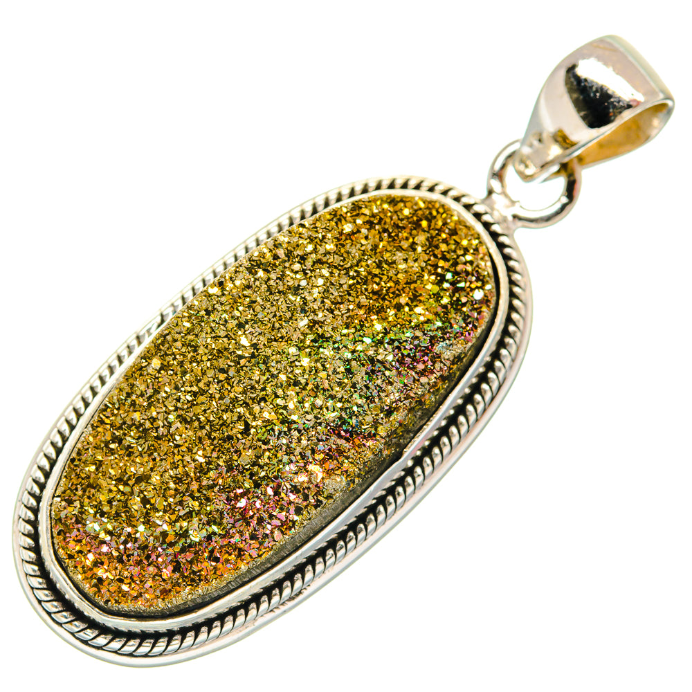 Spectro Pyrite Druzy Pendants handcrafted by Ana Silver Co - PD22854 - Photo 2