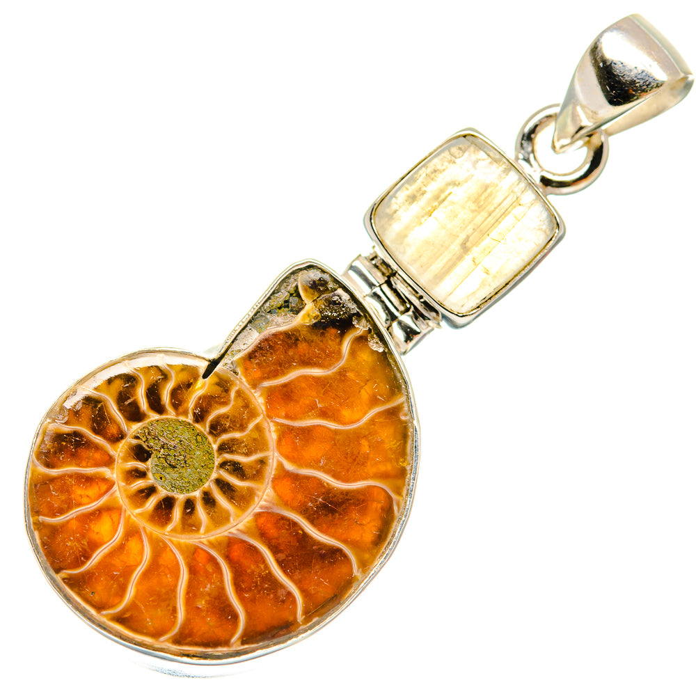 Ammonite Fossil Pendants handcrafted by Ana Silver Co - PD22855 - Photo 2