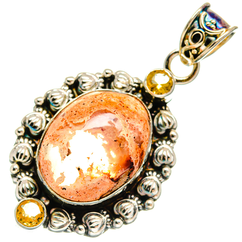 Mexican Fire Opal Pendants handcrafted by Ana Silver Co - PD22862 - Photo 2
