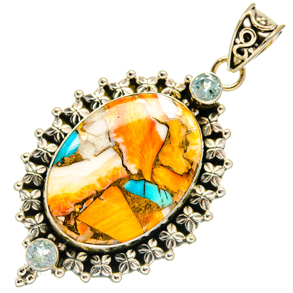 Spiny Oyster Turquoise Pendants handcrafted by Ana Silver Co - PD22864 - Photo 2