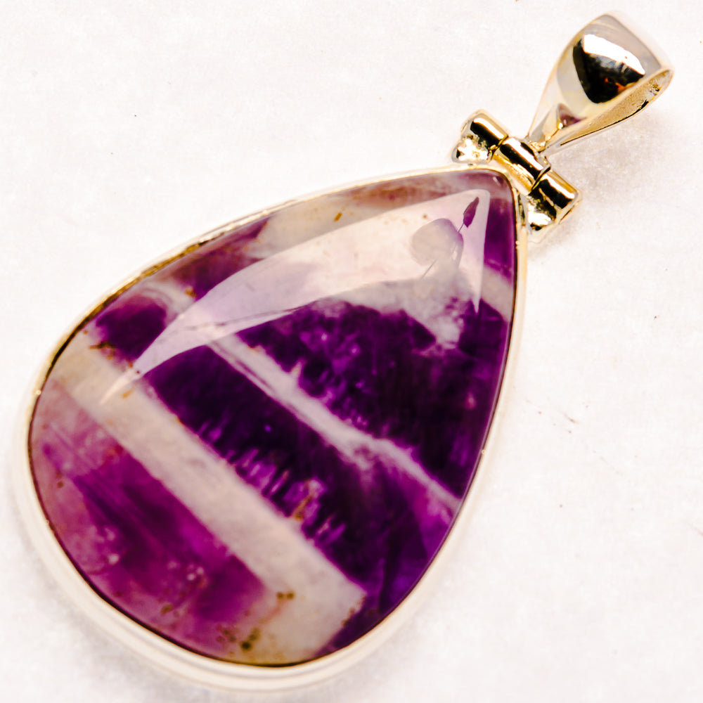 Chevron Amethyst Pendants handcrafted by Ana Silver Co - PD22903 - Photo 2
