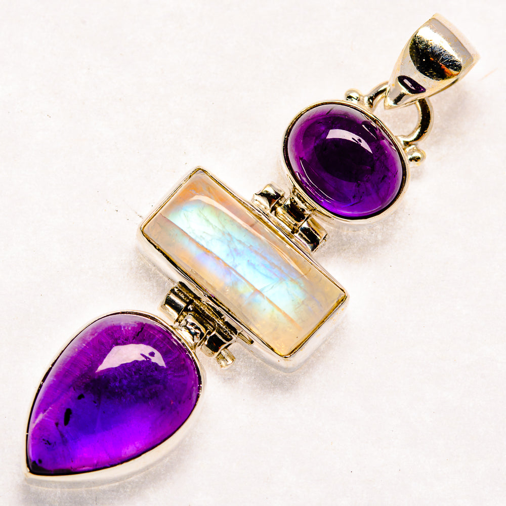 Rainbow Moonstone Pendants handcrafted by Ana Silver Co - PD22933 - Photo 2