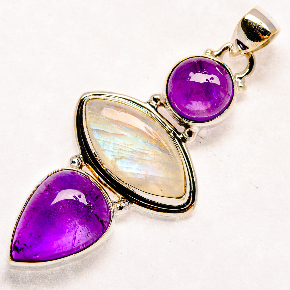 Rainbow Moonstone Pendants handcrafted by Ana Silver Co - PD22948 - Photo 2