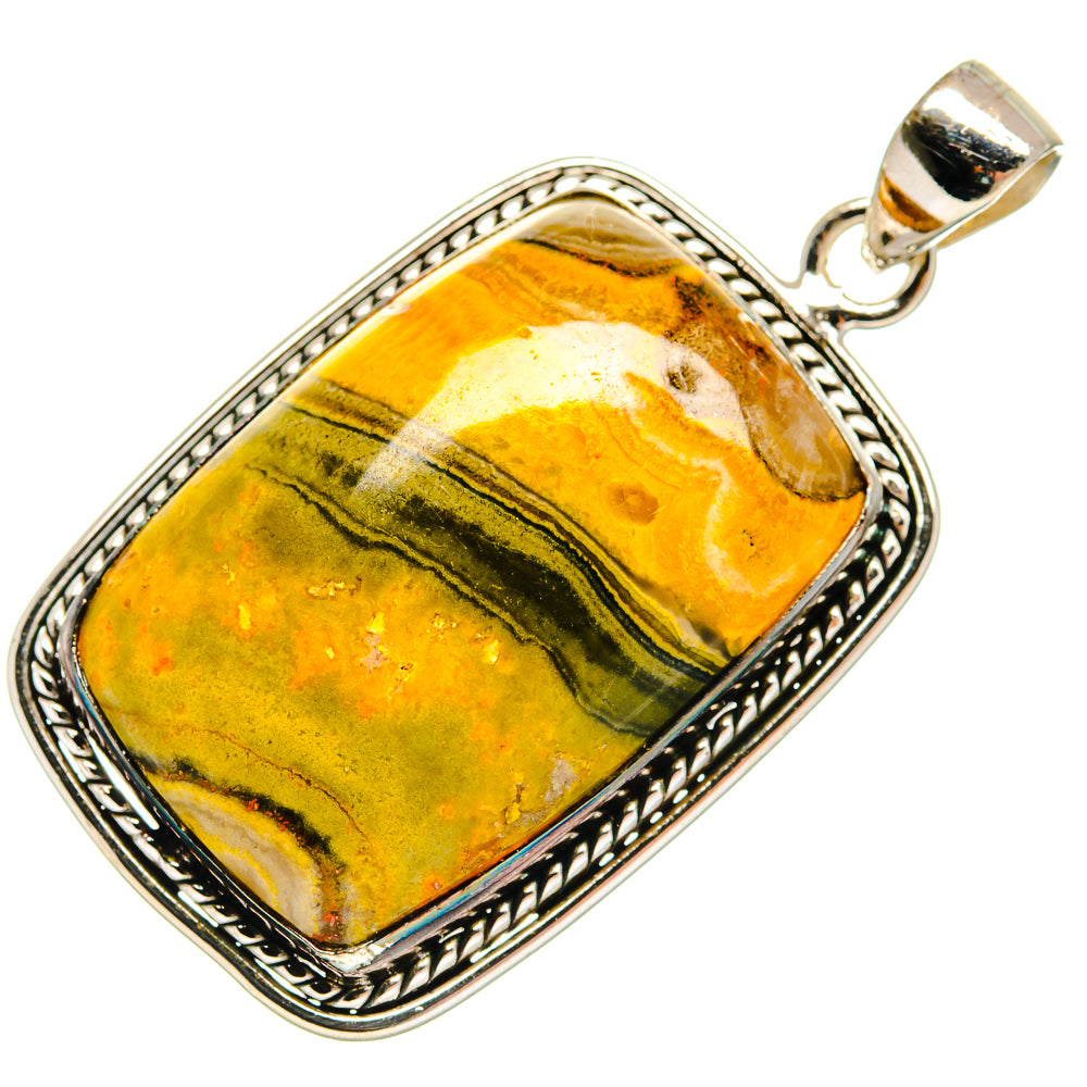 Bumble Bee Jasper Pendants handcrafted by Ana Silver Co - PD22977 - Photo 2