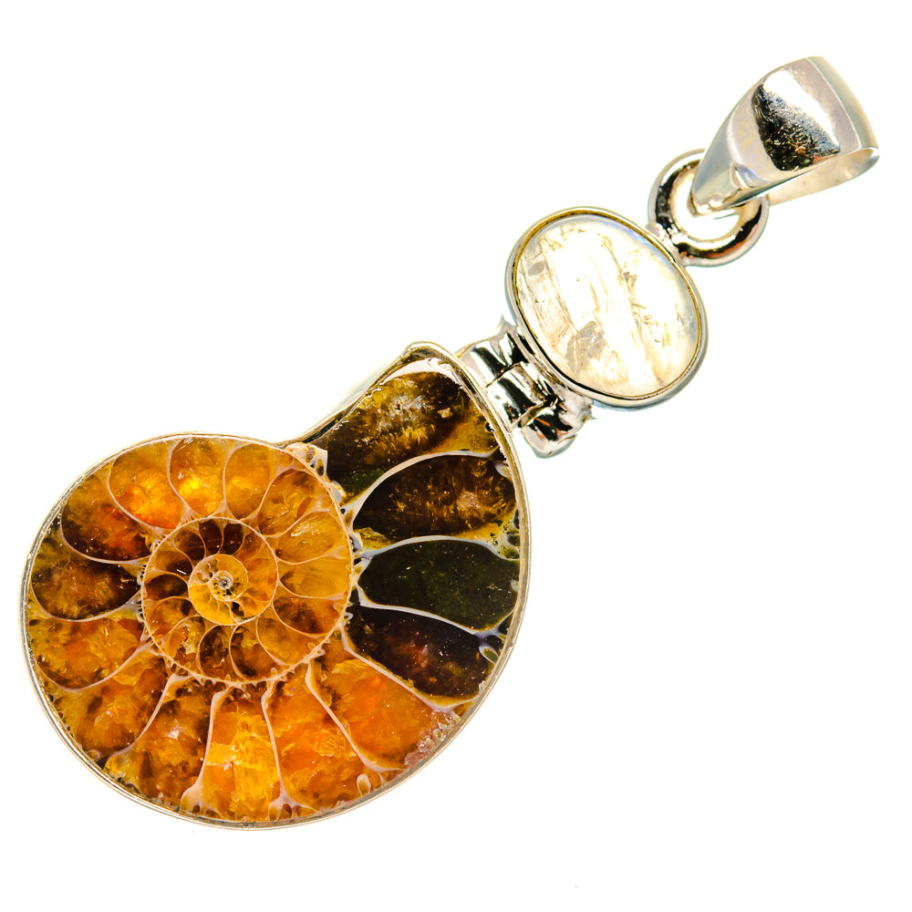 Ammonite Fossil Pendants handcrafted by Ana Silver Co - PD23009 - Photo 2