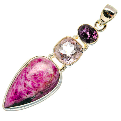 Ruby Fuchsite Pendants handcrafted by Ana Silver Co - PD23058 - Photo 2