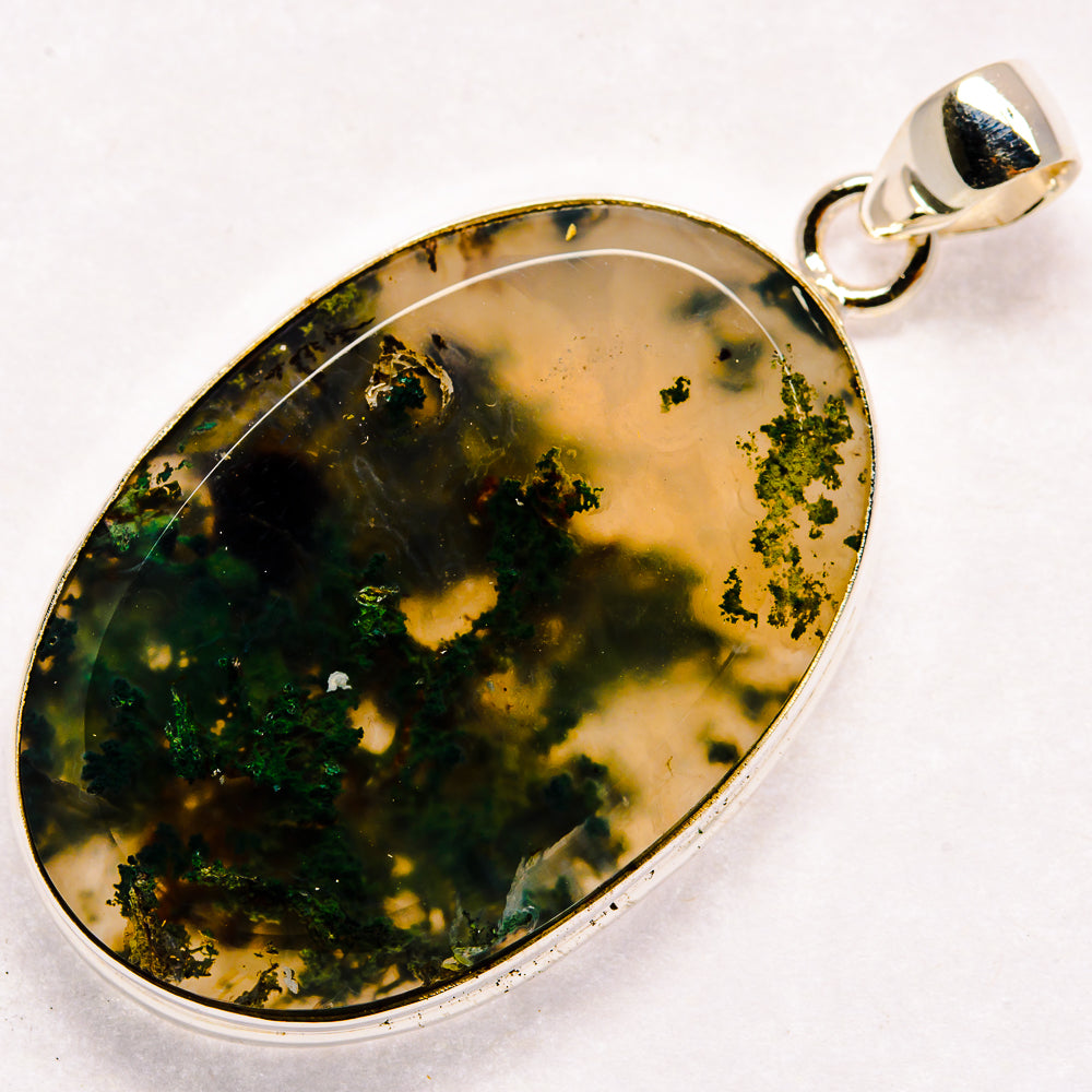 Green Moss Agate Pendants handcrafted by Ana Silver Co - PD23123 - Photo 2