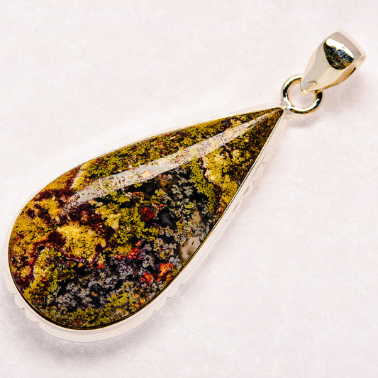 Indonesian Plume Agate Pendants handcrafted by Ana Silver Co - PD23126 - Photo 2
