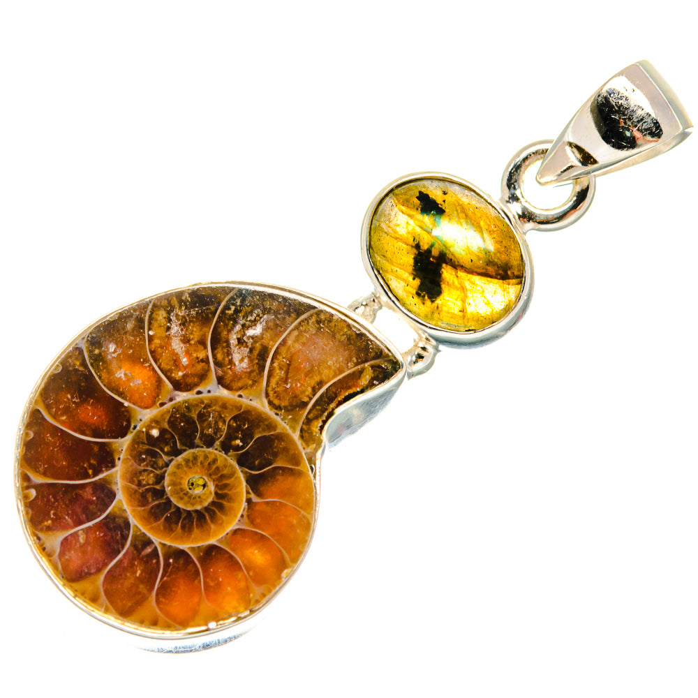 Ammonite Fossil Pendants handcrafted by Ana Silver Co - PD23187 - Photo 2