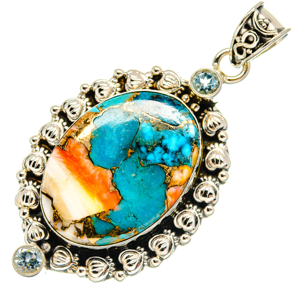 Spiny Oyster Turquoise Pendants handcrafted by Ana Silver Co - PD23254 - Photo 2
