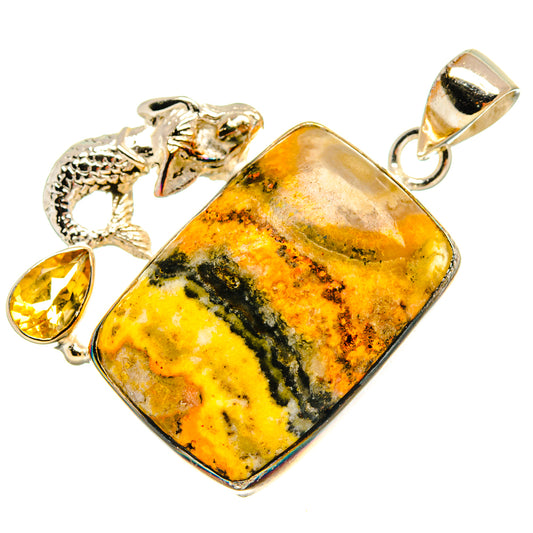 Bumble Bee Jasper Pendants handcrafted by Ana Silver Co - PD23265 - Photo 2
