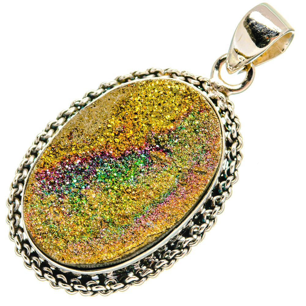 Spectro Pyrite Fossil Pendants handcrafted by Ana Silver Co - PD23269 - Photo 2