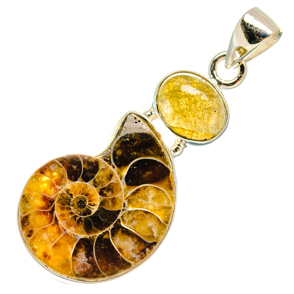 Ammonite Fossil Pendants handcrafted by Ana Silver Co - PD23284 - Photo 2
