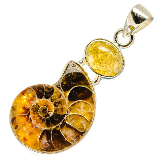 Ammonite Fossil Pendants handcrafted by Ana Silver Co - PD23284 - Photo 2