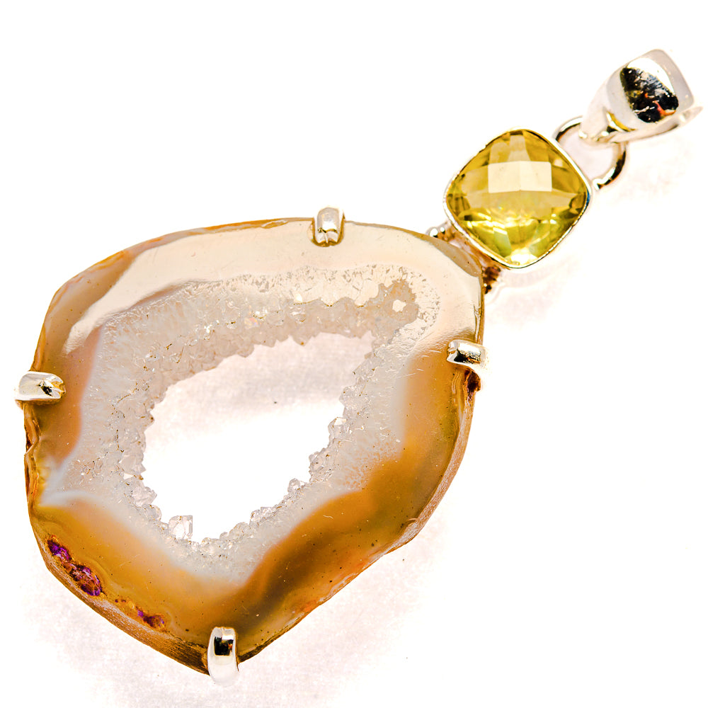 White Geode Slice Pendants handcrafted by Ana Silver Co - PD23312 - Photo 2