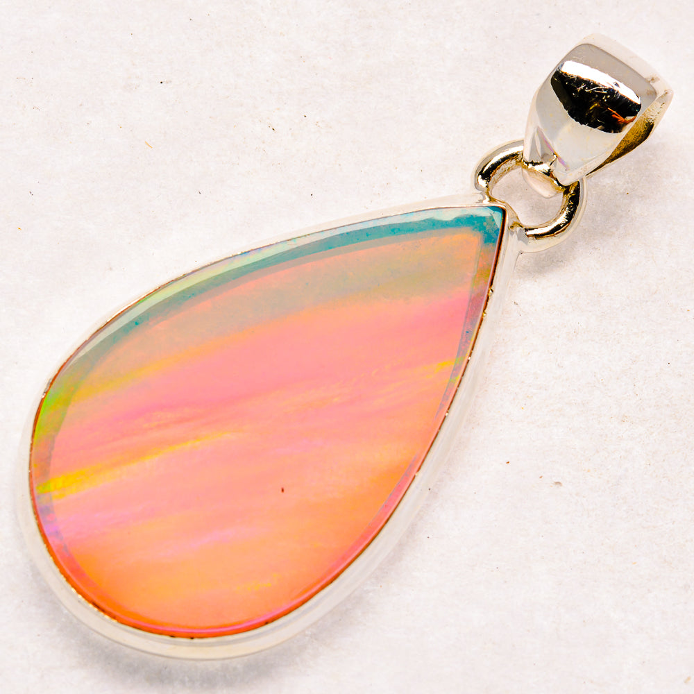 Teardrop opal pendant in 925 sterling silver with open bail