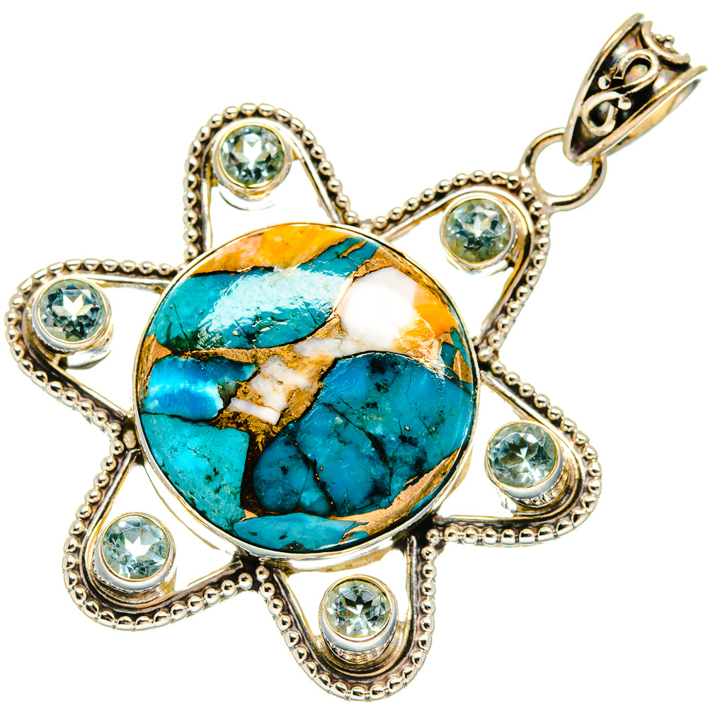 Spiny Oyster Turquoise Pendants handcrafted by Ana Silver Co - PD23509 - Photo 2