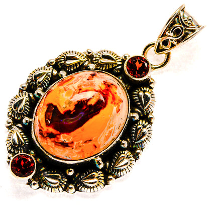 Mexican Fire Opal Pendants handcrafted by Ana Silver Co - PD23561 - Photo 2