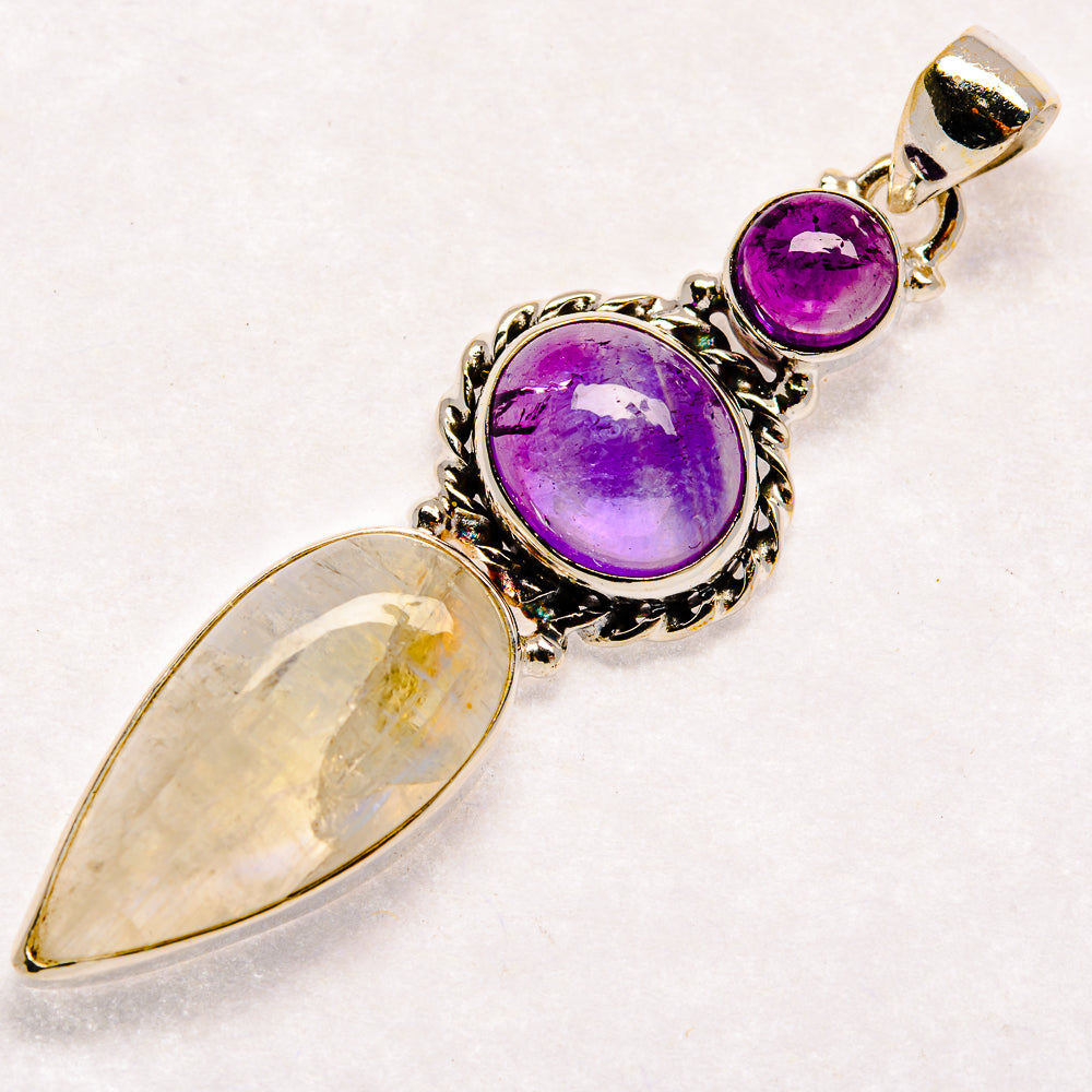 Rainbow Moonstone Pendants handcrafted by Ana Silver Co - PD23618 - Photo 2