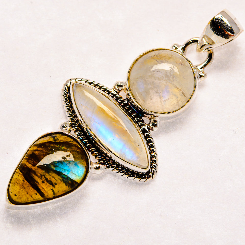 Rainbow Moonstone Pendants handcrafted by Ana Silver Co - PD23627 - Photo 2