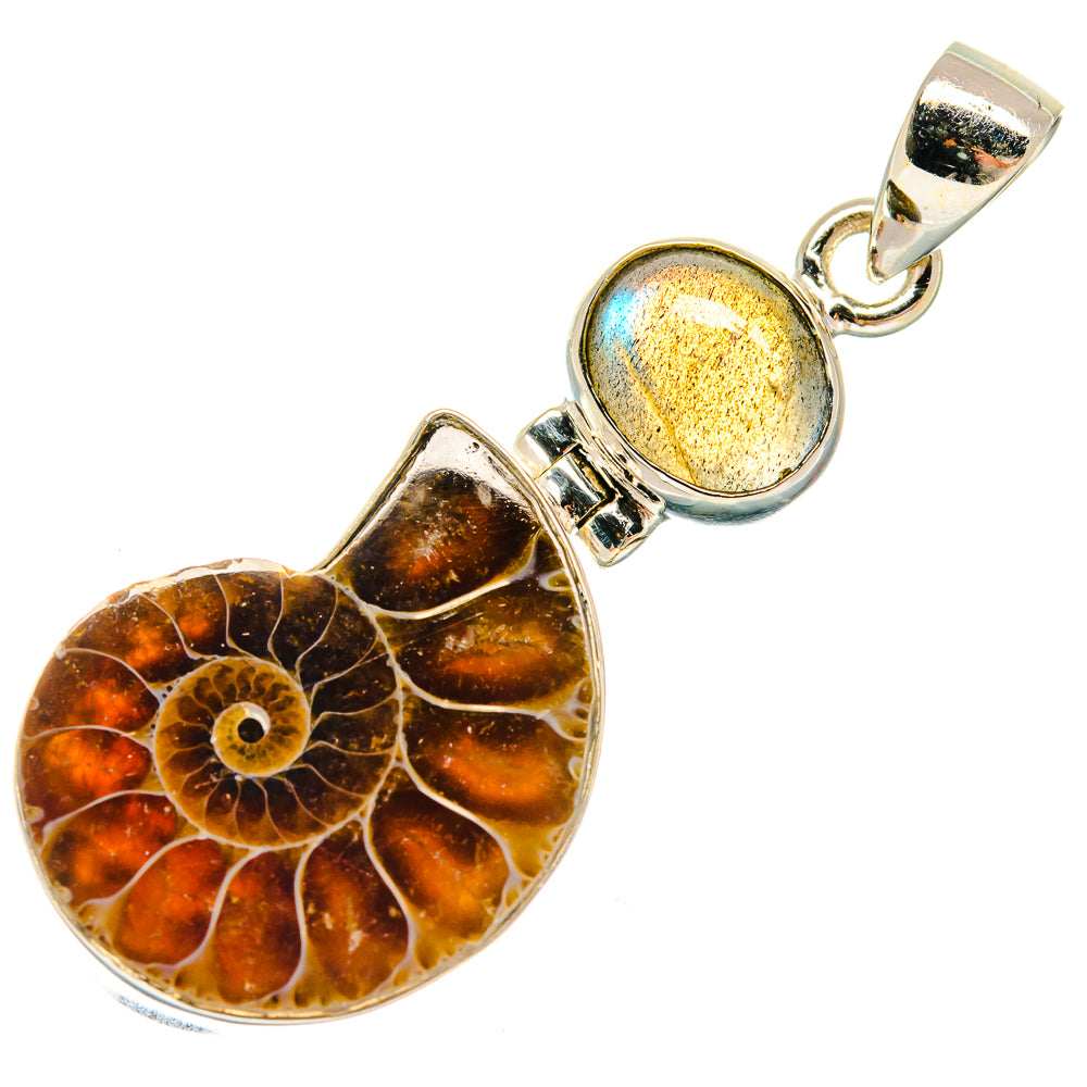 Ammonite Fossil Pendants handcrafted by Ana Silver Co - PD23710 - Photo 2