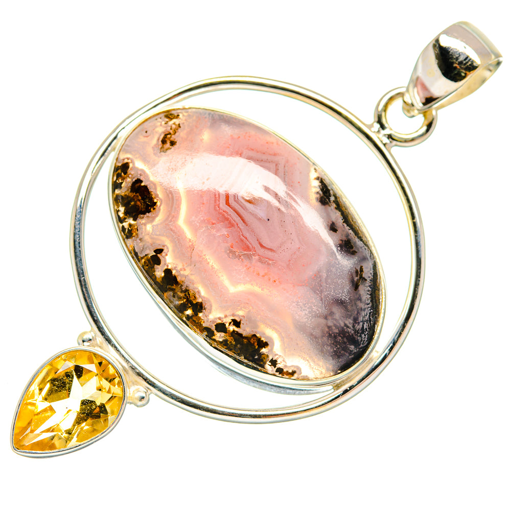 Sterling silver oval Ocean Jasper pendant with citrine pear drop and top bail.